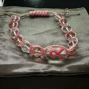 Breast cancercer awareness beaded hobo adjustable bracelet pink